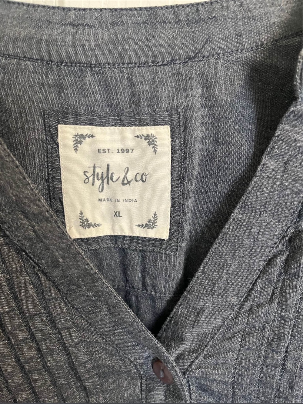Style & Co. Indigo Blue Embroidered Peasant Tunic - Picture 3 of 10